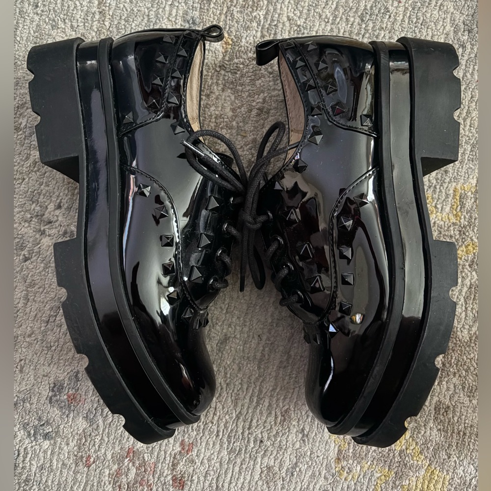 Jessica Simpson studded  shiny faux leather chunky loafers